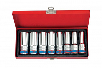 Набор глубоких торцевых головок (1/2", шестигранные, 12-24 мм, 8 предметов) KING TONY 4308MR05