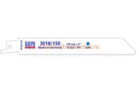 Полотно по металлу 3018/150 Bi-metall (5 шт; 150х19х0.9 мм; 130 мм; 10 TPI) WILPU 1481500005 Полотно по металлу 3018/150 Bi-metall (5 шт; 150х19х0.9 мм; 130 мм; 10 TPI) WILPU 1481500005
