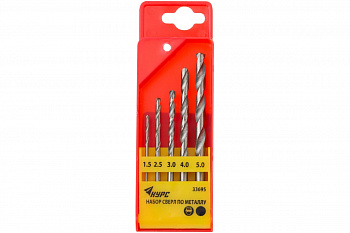 Набор сверл полированных (5 шт; 1,5-5 мм; HSS) по металлу КУРС 33695
