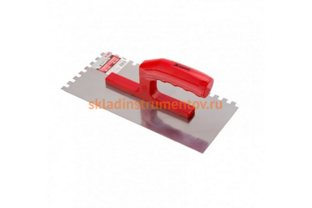 Гладилка стальная, 280 х 130 мм, зеркальная полировка, пластмассовая ручка, зуб 8 х 8 мм MATRIX 86778