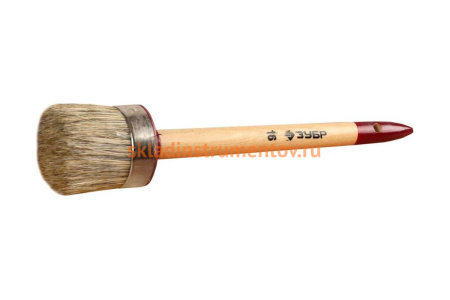 Круглая кисть Зубр Мастер Универсал светлая щетина деревянная ручка №16x55 мм 01501-55
