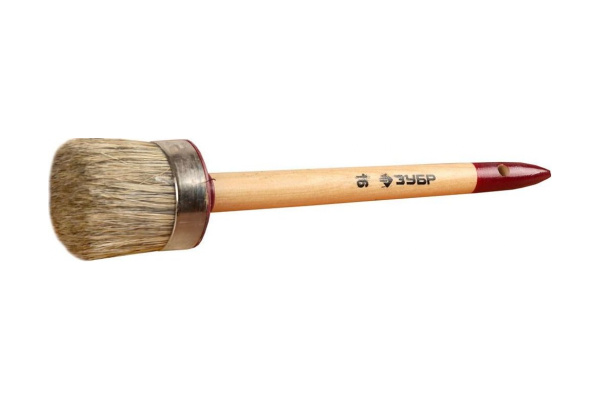Круглая кисть Зубр Мастер Универсал светлая щетина деревянная ручка №16x55 мм 01501-55