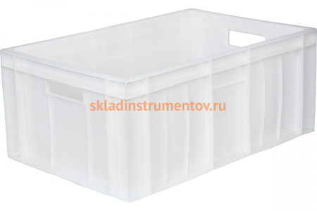 Мясной ящик п/э 600х400х250 сплошной белый, вес 2,2 кг Тара.ру 00387