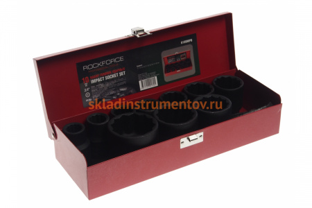Набор 12-гранных ударных головок (10 пр; 3/4"; 17-46 мм) Rockforce RF-6109MPB