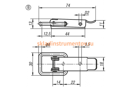Накидная защелка со скобой KIPP K0044.2350741.9242451