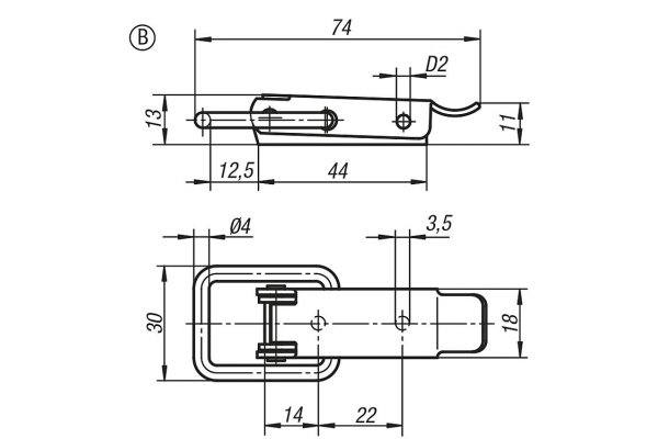 Накидная защелка со скобой KIPP K0044.2350741.9242451