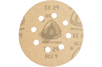 Круг шлифовальный на липучке для обработки красок, лаков и шпаклевок (125 мм; Р120; 8 отверстий) KLINGSPOR 147170