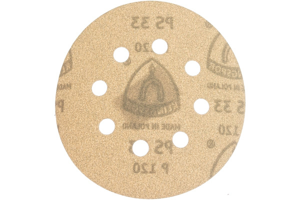 Круг шлифовальный на липучке для обработки красок, лаков и шпаклевок (125 мм; Р120; 8 отверстий) KLINGSPOR 147170