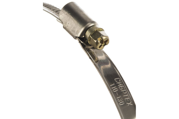 Хомуты СИБРТЕХ, нержавеющая сталь, стандартное болтовое крепление, 110-130мм, 25шт, ширина 9мм 47590