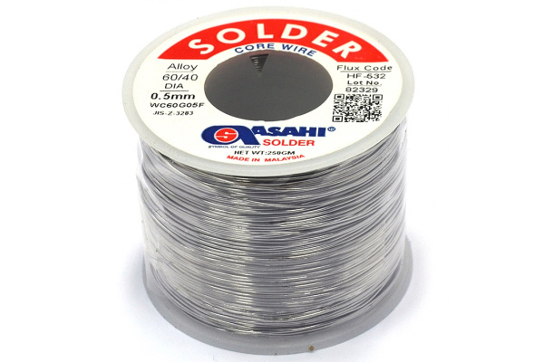 Припой (0.5 мм, 0.25 кг, Sn60/Pb40, HF532 флюс безотм. RMA) ASAHI 00-00001182