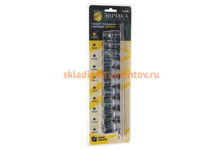 Набор торцевых головок (1/2 DR; 10-24 мм) 10 предметов ЭВРИКА ER-95180