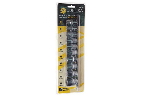 Набор торцевых головок (1/2 DR; 10-24 мм) 10 предметов ЭВРИКА ER-95180