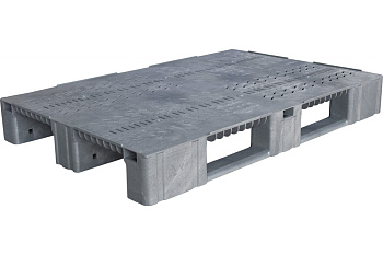 Перфорированный паллет на 3-х полозьях, серый, 1200х800х150 мм Тара.ру 08902