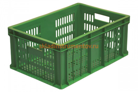 Ящик Тара.ру п/э 600х400х250 1,6кг, с перфорацией, зелёный 00374