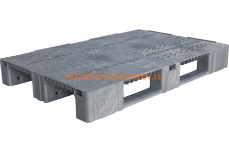 Перфорированный паллет на 3-х полозьях, серый, 1200х800х150 мм Тара.ру 08902