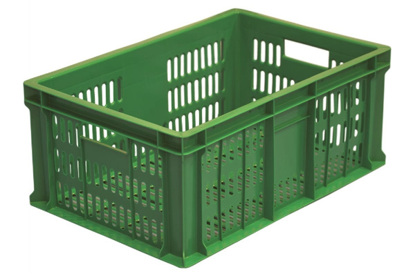 Ящик Тара.ру п/э 600х400х250 1,6кг, с перфорацией, зелёный 00374