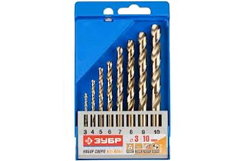 Набор сверл «КОБАЛЬТ» по металлу 8 шт. (3-10 мм; Р6М5К5) Зубр 29626-H8