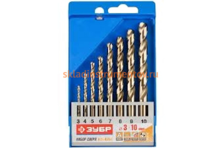 Набор сверл «КОБАЛЬТ» по металлу 8 шт. (3-10 мм; Р6М5К5) Зубр 29626-H8