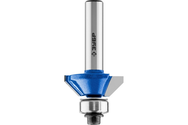 Фреза кромочная калевочная фасочная №9 ПРОФЕССИОНАЛ (25.4х9х52.5 мм; угол 45 град; хвостовик 8 мм) Зубр 28711-25.4