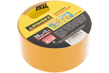 Лента клеящая двухсторонняя "PROFI" (38 мм; 5 м) укрепленная тканью Stayer 1221-38-05