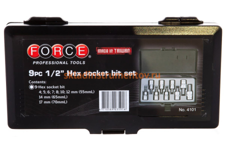 Набор 6-гранных головок-бит 4-17мм FORCE 4101