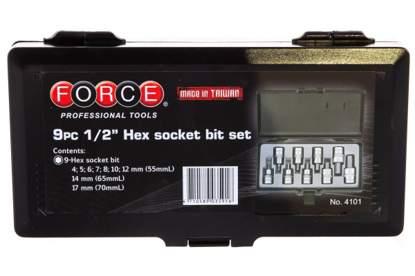 Набор 6-гранных головок-бит 4-17мм FORCE 4101
