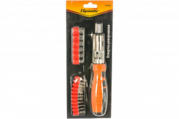 Реверсивная отвертка с шарниром, битами и головками 19 шт SPARTA 115545