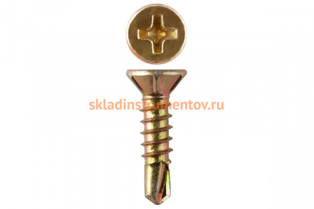 Саморезы со сверлом Зубр для оконного профиля, желтопассивированные, PH2, 3,9x16мм, ТФ0, 18000шт 4-300230-39-016