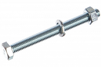 Болт ЗУБР (DIN933) в комплекте с гайкой (DIN934), шайбой (DIN125), шайбой пружинной (DIN127), 303436-08-080