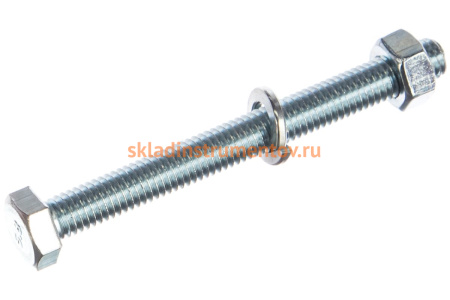 Болт ЗУБР (DIN933) в комплекте с гайкой (DIN934), шайбой (DIN125), шайбой пружинной (DIN127), 303436-08-080