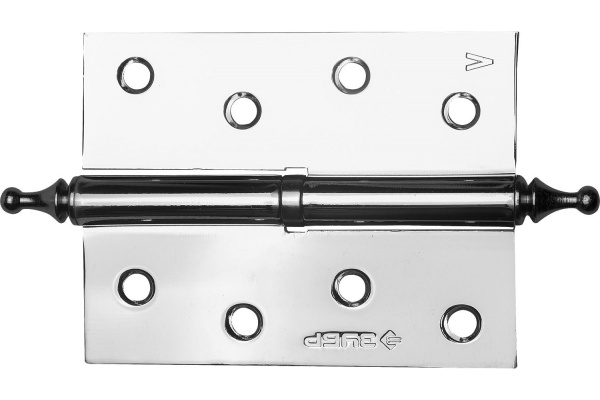 Дверная разъемная петля Зубр Эксперт 1 подшипник цвет хром CP левая с крепежом 100x75x2.5 мм 2 шт. 37605-100-2L