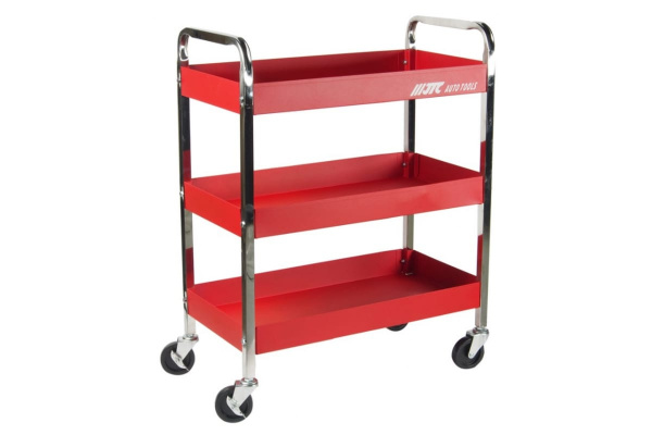 Тележка инструментальная (3 секции, красная, на колесах, с открытым отсеком) JTC S1073