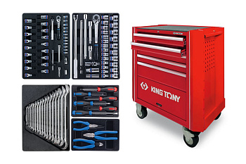 Набор инструментов в красной тележке, 95 предметов KING TONY 931A-010MR-MA