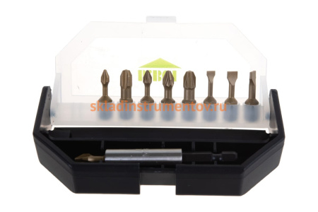 Набор бит TiN-half 10 шт с магнитным держателем D.BOR D-SET-10A-1-TIN
