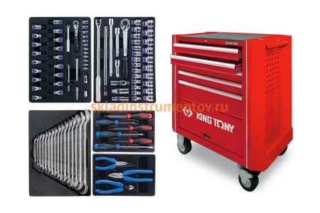 Набор инструментов в красной тележке, 95 предметов KING TONY 931A-010MR-MA