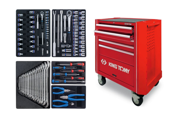 Набор инструментов в красной тележке, 95 предметов KING TONY 931A-010MR-MA