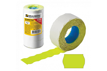 Этикет-лента BRAUBERG желтая, комплект 5 рулонов по 800 шт 22х12 мм 123573