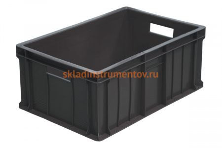Мясной ящик, п/э, сплошной черный, 600х400х250 Тара.ру 19156