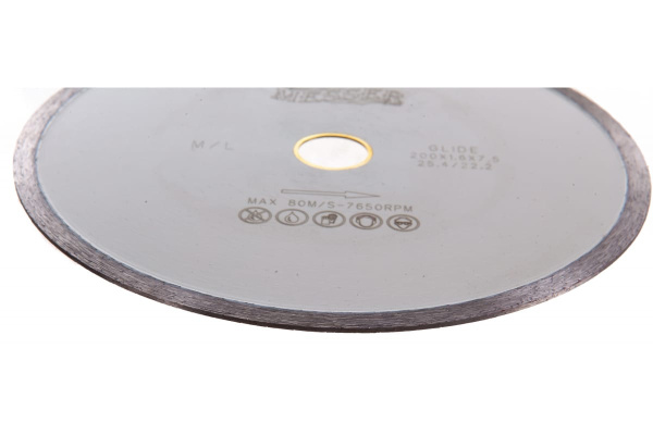Диск алмазный сплошная кромка M/L по мрамору 200D-1.6T-7.5W-25.4/22.2 MESSER 01-25-200