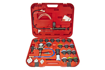 Набор приспособлений для тестирования герметичности систем охлаждения ЭВРИКА 27 предметов, в кейсе ER-86715