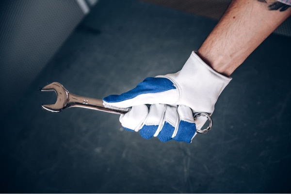 Кожаные перчатки Jeta Safety Locksmith синий/белый JLE321-10/XL