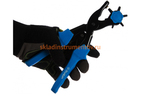 Револьверный дырокол Зубр Эксперт 6 в 1 для кожи с двурычажным механизмом 2-4.5 мм 22947