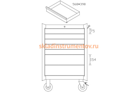 Инструментальная тележка на колесах, 7 ящиков, серая Станкоимпорт BTD-270071CS gre