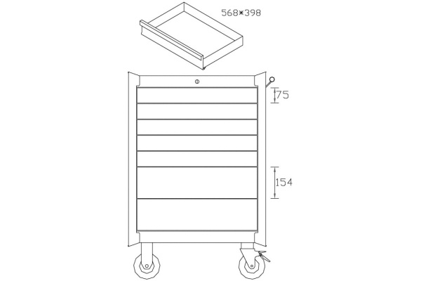 Инструментальная тележка на колесах, 7 ящиков, серая Станкоимпорт BTD-270071CS gre