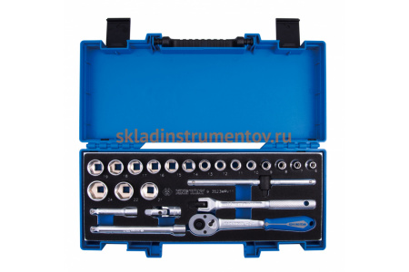 Набор торцевых головок с принадлежностями 3/8" KING TONY шестигранные, 6-24 мм, 23 предмета 3523MRV11