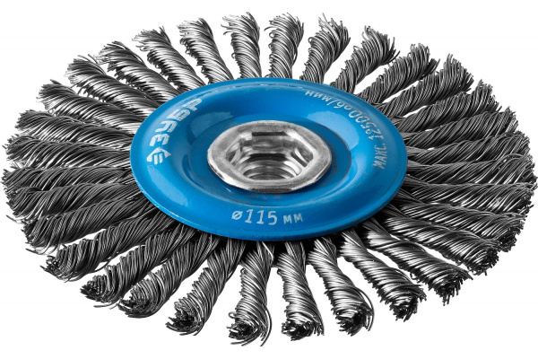 Щетка дисковая (115 мм; М14; плетеные пучки стальной проволоки 0.5 мм) Зубр 35192-115_z01