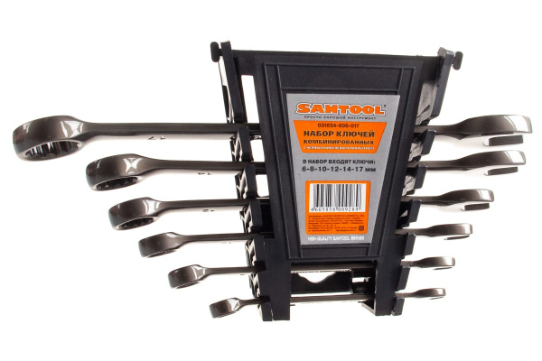 Набор комбинированных ключей SANTOOL 6-17 мм черный никель 6 предметов 031654-606-017