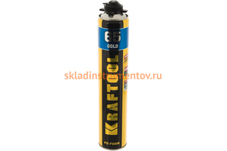 Профессиональная полиуретановая пена Kraftool Goldkraft GOLD PRO 65 для монтажного пистолета, всесезонная, SVS, 850мл 41194