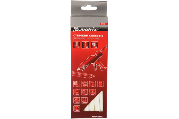 Стержни клеевые белые (11 мм; 200 мм; 6 шт.) MATRIX 930723