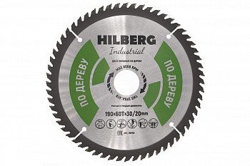 Диск пильный Industrial Дерево (190x30/20 мм; 60Т) Hilberg HW193